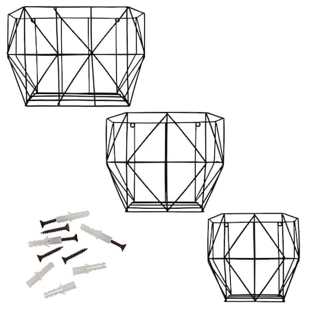 Blue Donuts Hanging 3 Tier Fruit Basket, Metal Wire, Storage Wall Basket, Black BD3914416